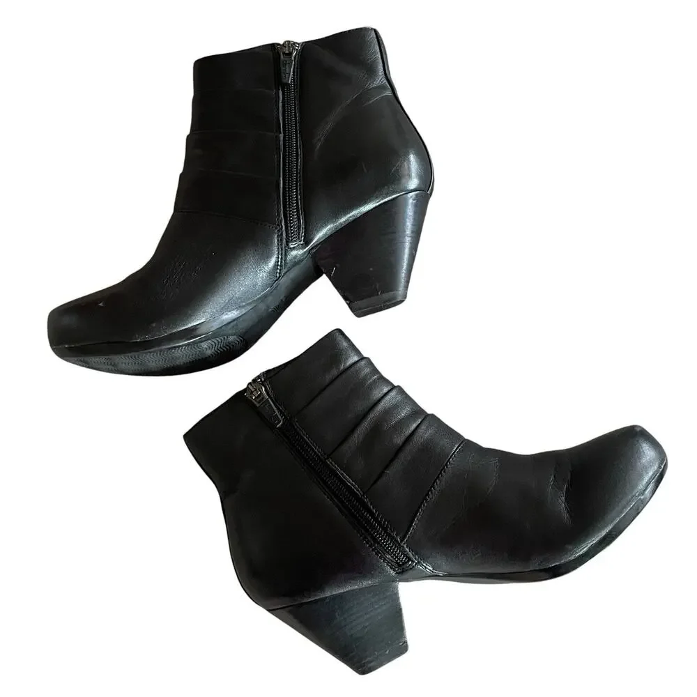 DANSKO Baker Women's Size 37/6.5-7 Black Nappa Leather Side Zip Ankle Boots - Picture 4 of 9
